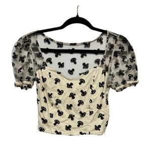 Hottopic Fairycore Sheer‎ Mesh Crop Top Womens Small Coquette Y2K Soft Grunge